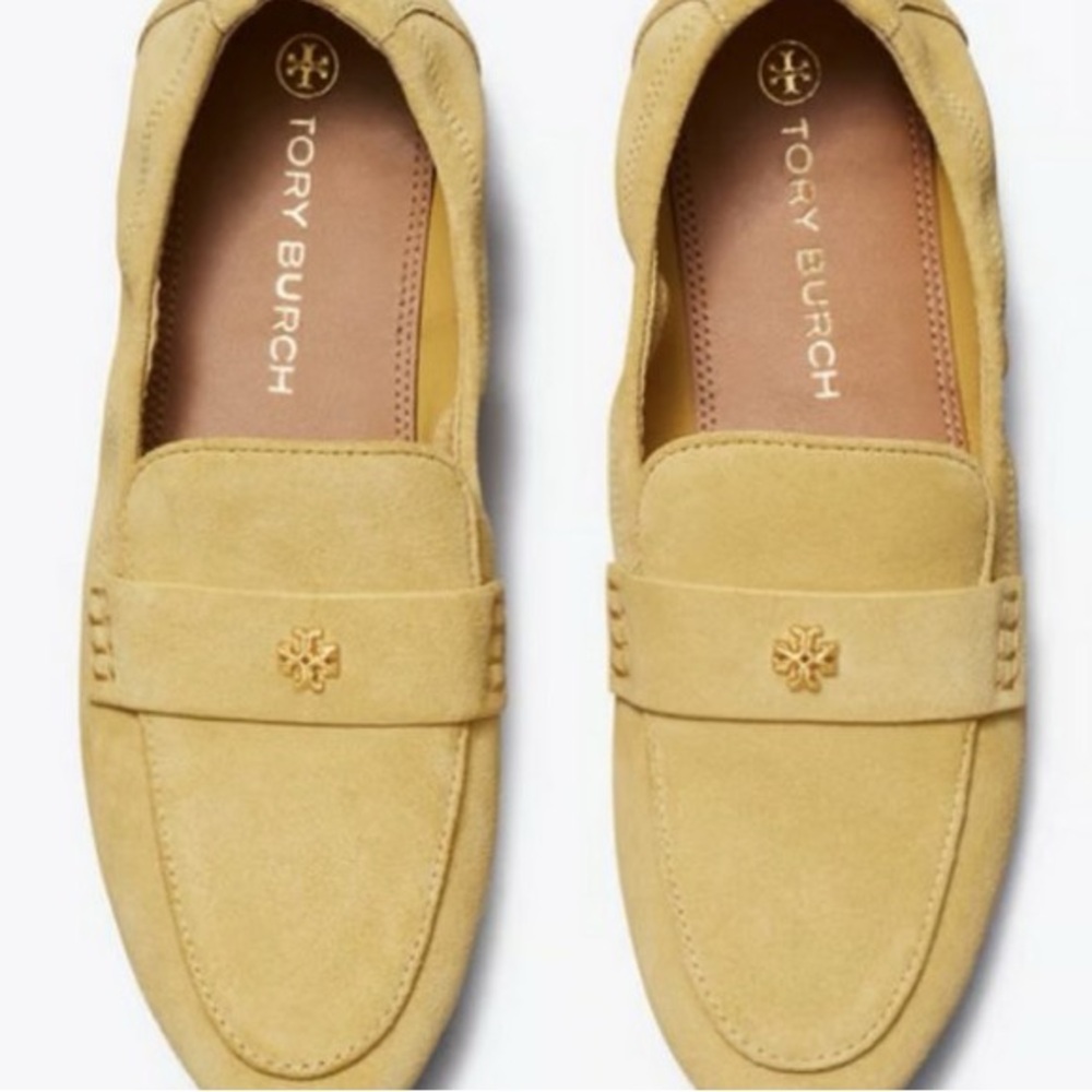 Tory Burch Suede Ballet Loafers with Box and Dust Bag.